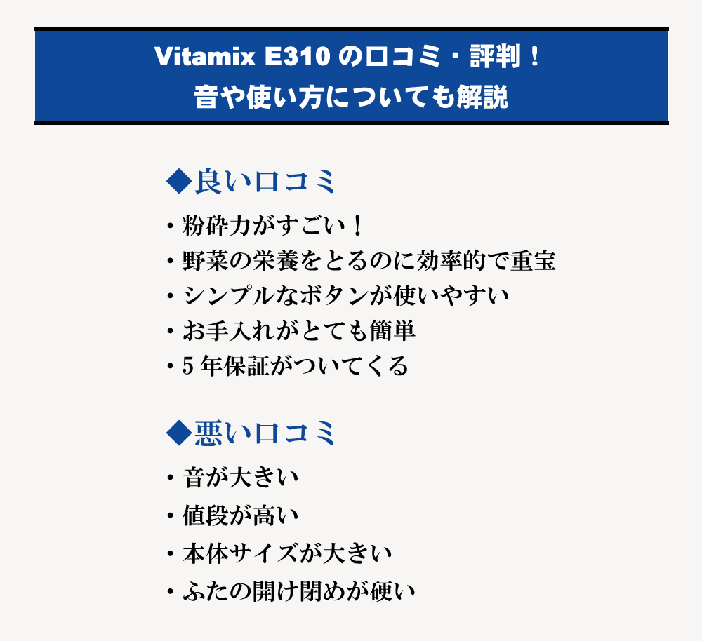 Vitamix E310の口コミ・評判！音や使い方についても解説point