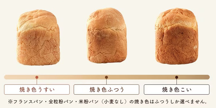パンの焼き色3種類